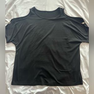 “Cold shoulder “ blouse with button accent